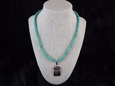 Zuni Sterling Silver Pendant & Turquoise Necklace - Frank Lahaleon - High Lonesome Trading