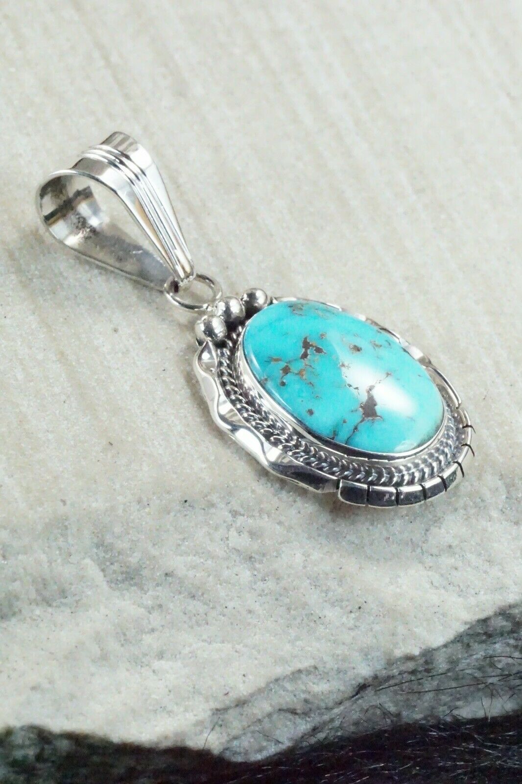 Turquoise & Sterling Silver Pendant - Samuel Yellowhair