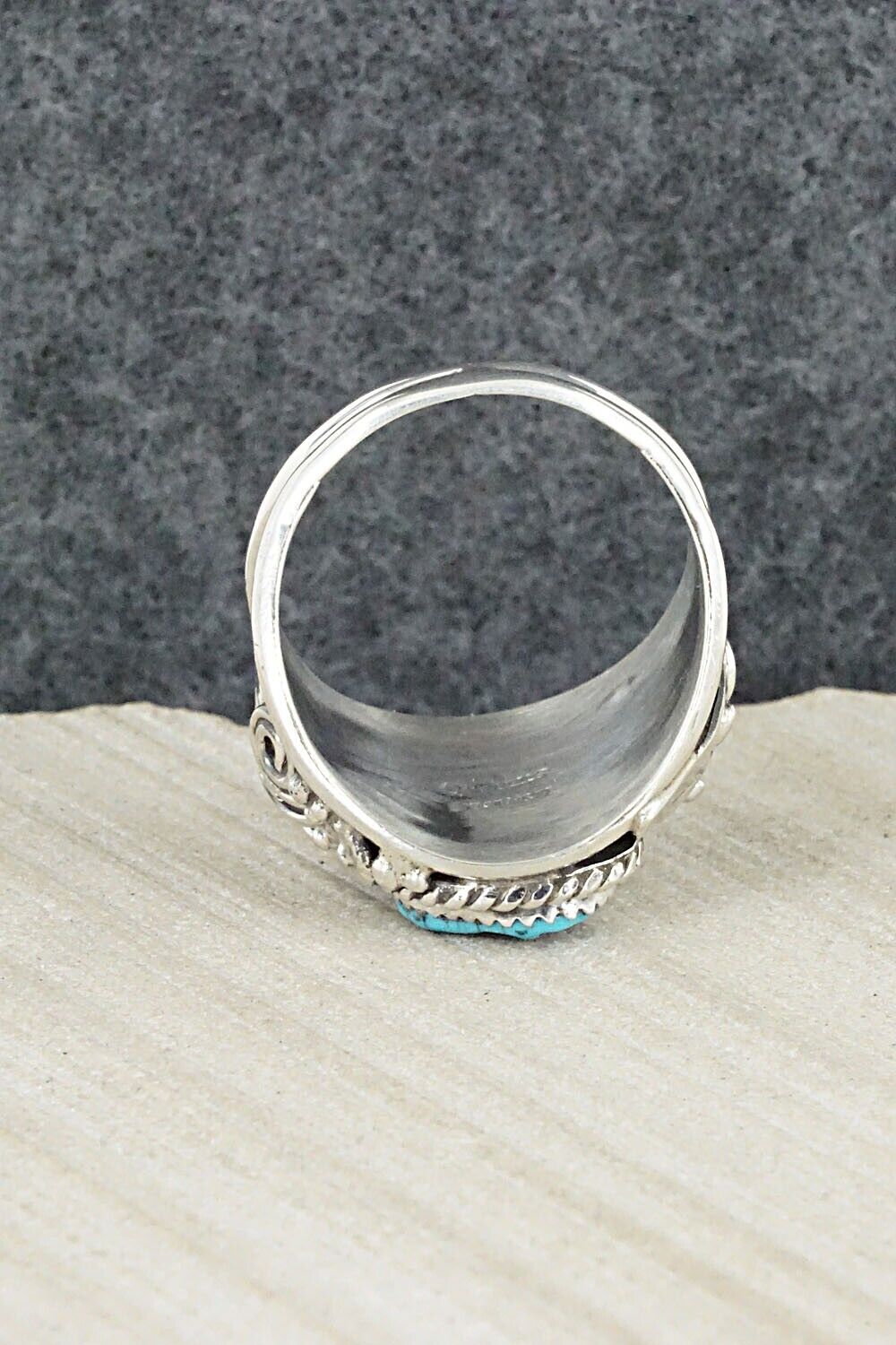Turquoise & Sterling Silver Ring - Leonard Spencer - 11.5