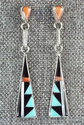 Multi Stone Inlay & Sterling Silver Earrings - Kathy Boone