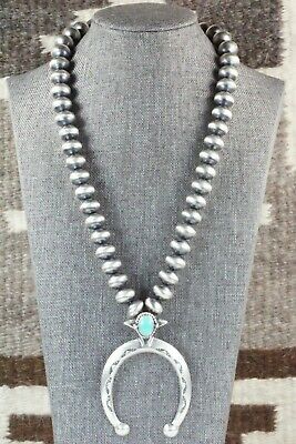 Turquoise & Sterling Silver Squash Blossom Necklace - Jan Mariano
