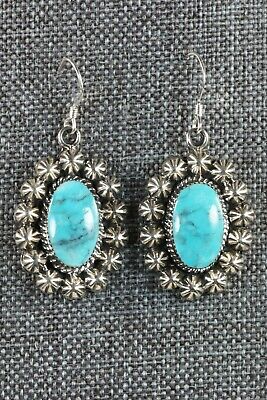 Navajo Turquoise and Sterling Silver Earrings - Angeline Platero - High Lonesome Trading