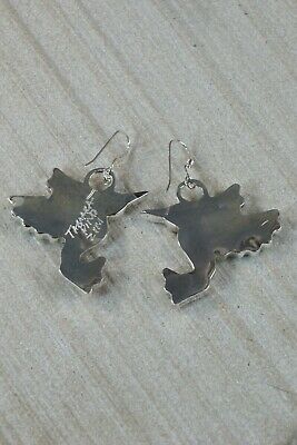 Zuni Multi Stone Inlay & Sterling Silver Hummingbird Earrings - Tamara Pinto - High Lonesome Trading