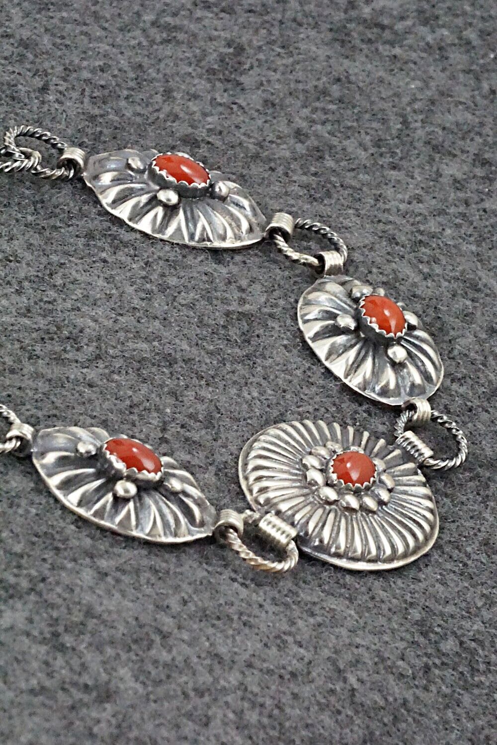 Coral and Sterling Silver Bracelet - Andrew Gordon
