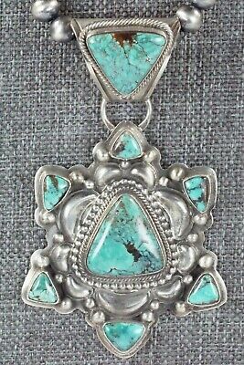 Turquoise and Sterling Silver Pendant & Necklace - Tom Lewis