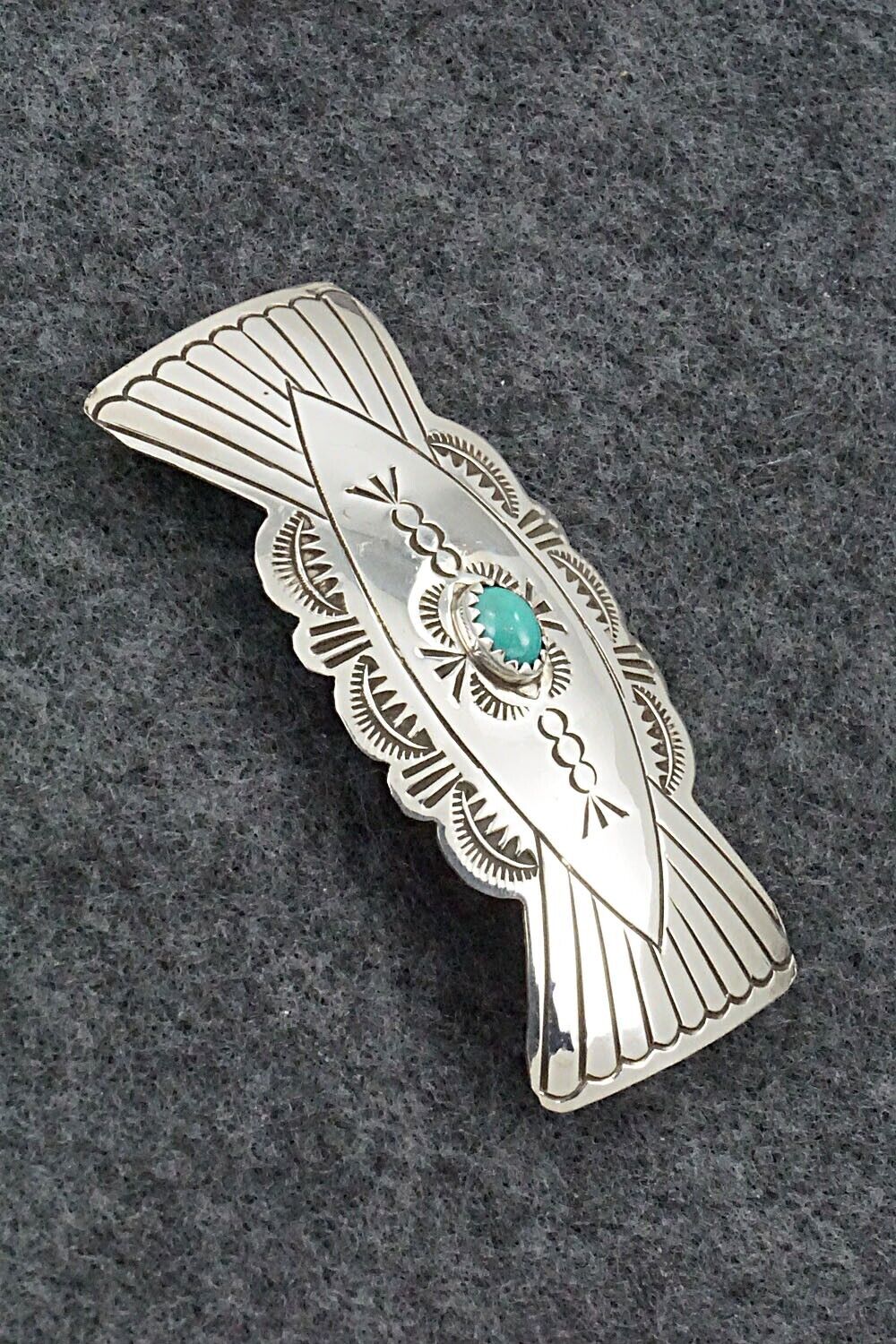 Turquoise & Sterling Silver Hair Barrette - Arlene Soce