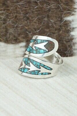Turquoise, Coral & Sterling Silver Ring - Jolene Jazzie - Size 7