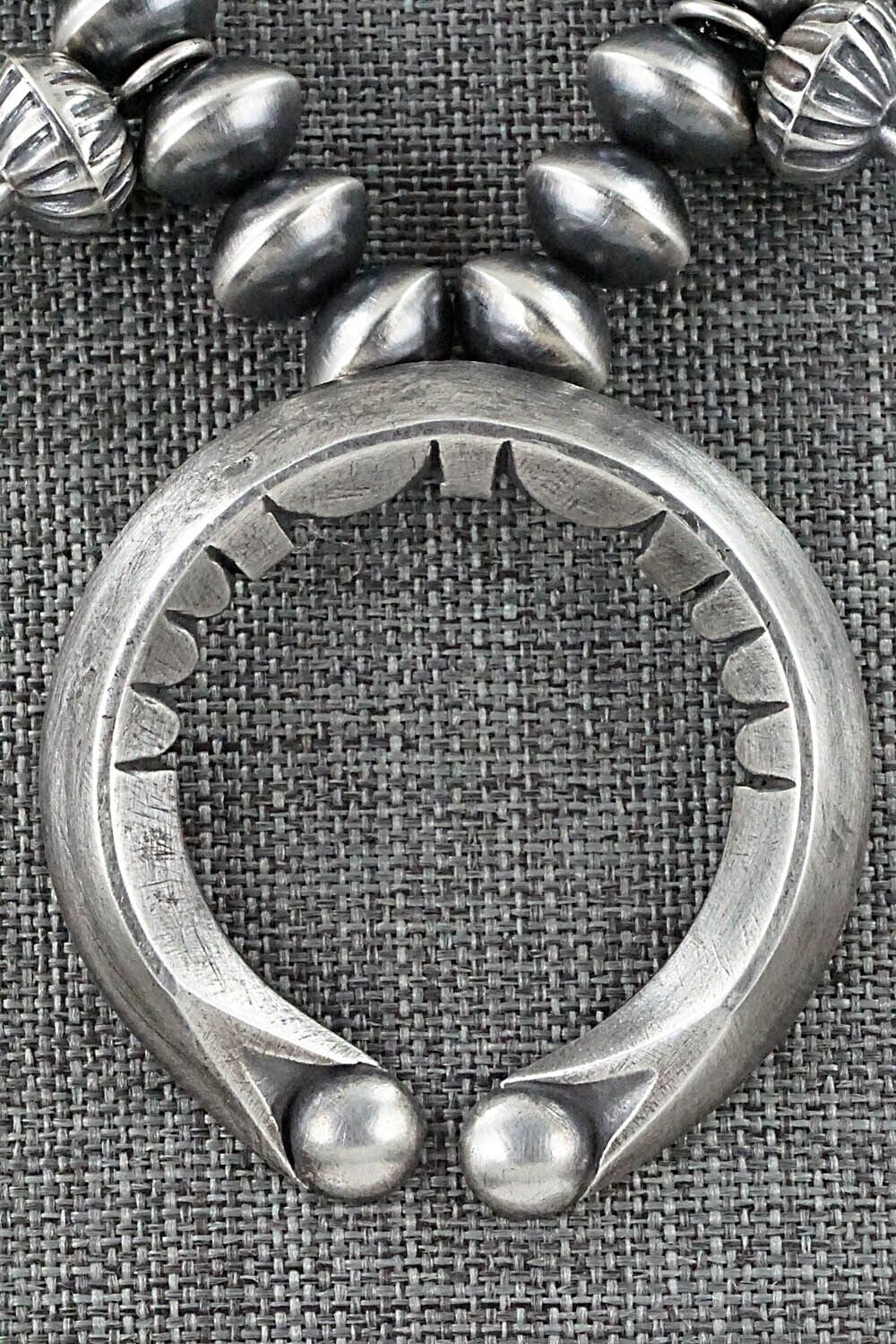 Sterling Silver Navajo Pearl Squash Blossom Necklace - Presley Haley