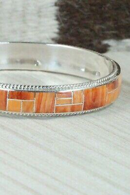 Spiny Oyster & Sterling Silver Bangle Bracelet - Ricky Booqua - High Lonesome Trading