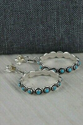 Navajo Turquoise and Sterling Silver Earrings - Florenda Lonasee - High Lonesome Trading