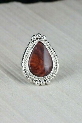 Navajo Spiny Oyster and Sterling Silver Ring - Samuel Yellowhair - Size 6 - High Lonesome Trading