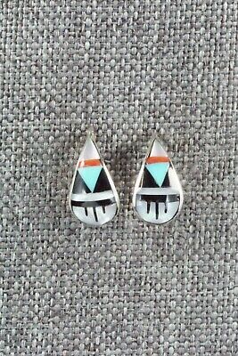 Multi Stone Inlay & Sterling Silver Earrings - Bernadette Boone