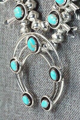 Turquoise & Sterling Silver Squash Blossom & Earrings - Phil Garcia