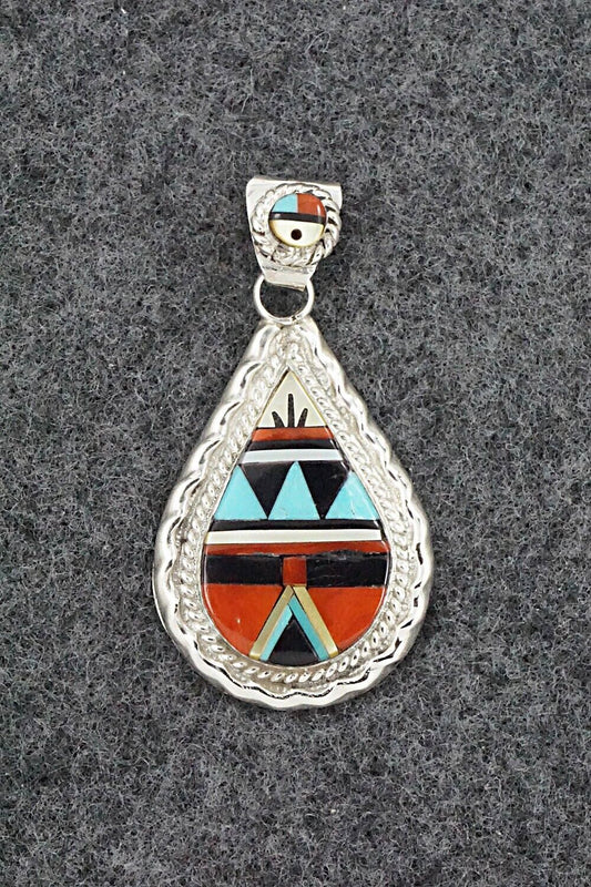 Multi Stone & Sterling Silver Pendant - Lynette Yuselew