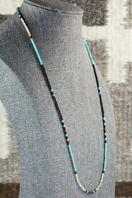 Turquoise, Shell, Coral & Sterling Silver Necklace - Esquipula Tenorio