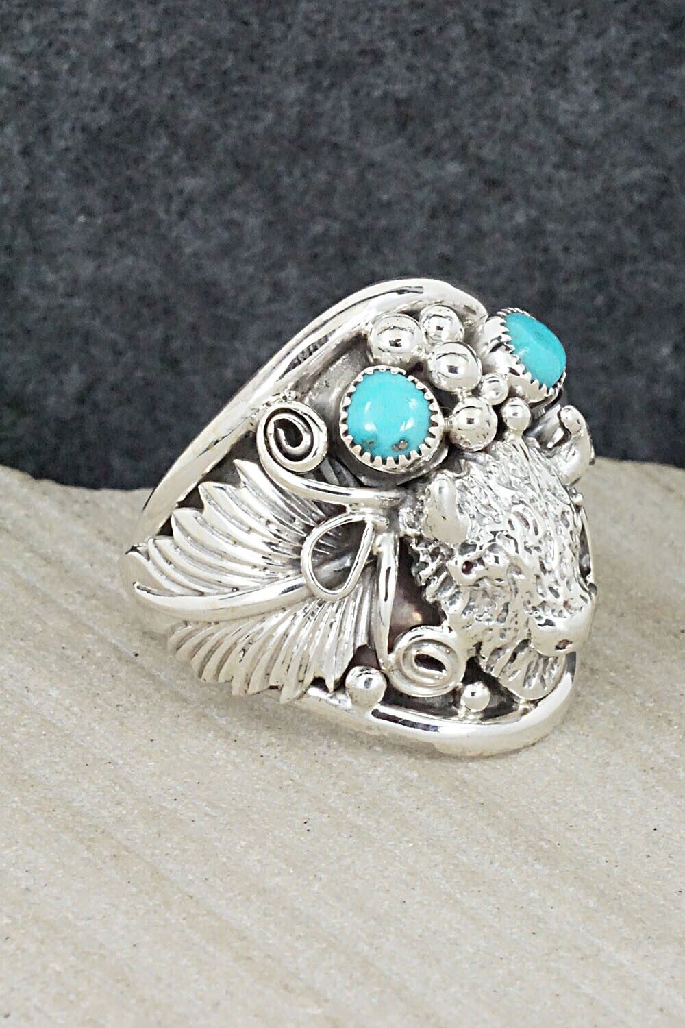 Turquoise & Sterling Silver Ring - Jeannette Saunders - Size 11