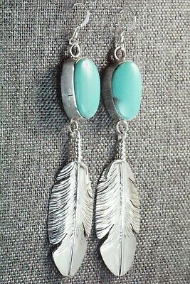 Turquoise & Sterling Silver Feather Earrings - Ben Begay