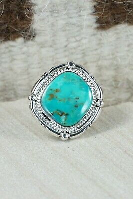 Navajo Turquoise and Sterling Silver Ring - Samuel Yellowhair - Size 10