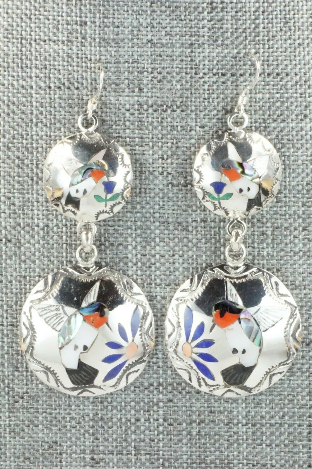 Multi Stone & Sterling Silver Earrings - Quintin Quam Sr.
