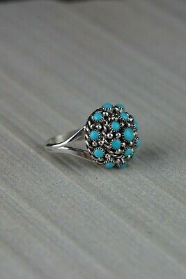 Zuni Turquoise and Sterling Silver Ring - Dickie Charlie - Size 6.75 - High Lonesome Trading