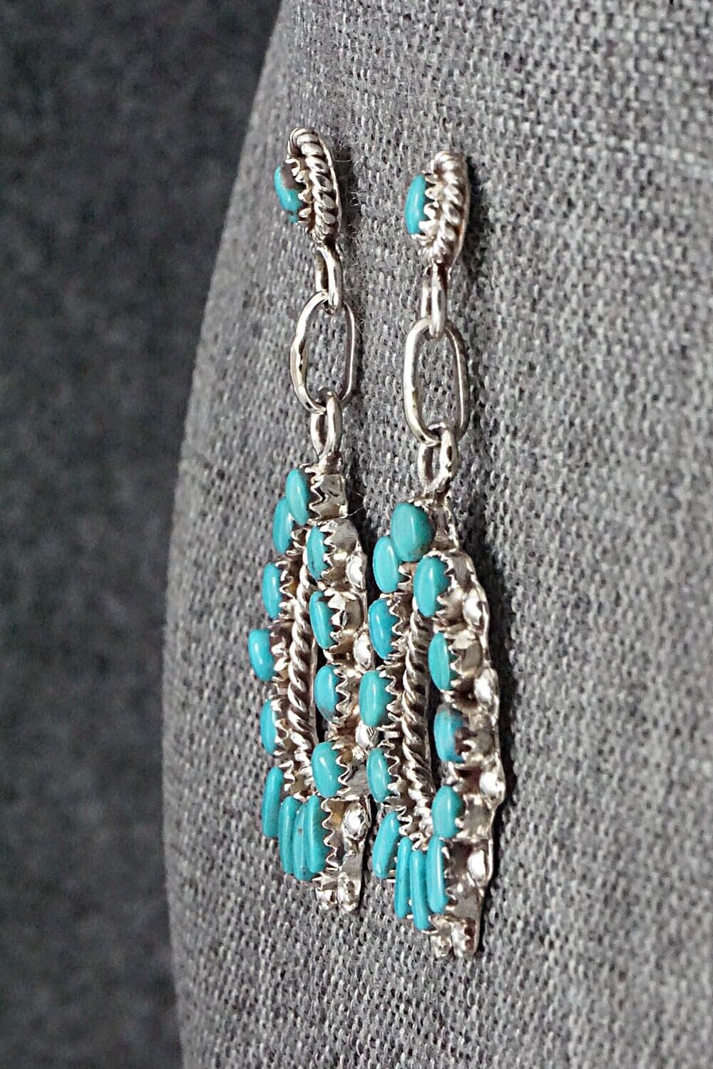 Turquoise & Sterling Silver Earrings - Vangie Tsabetsaye