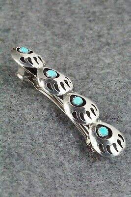 Turquoise & Sterling Silver Hair Barrette - Virginia Long