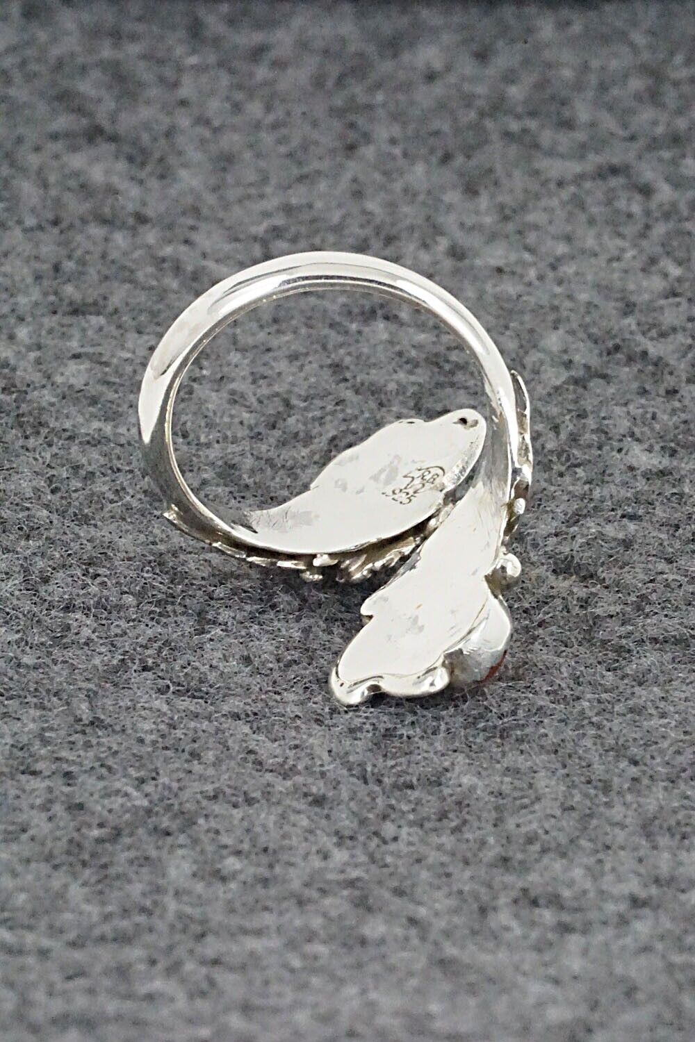 Coral and Sterling Silver Ring - Etta Belin - Size 7
