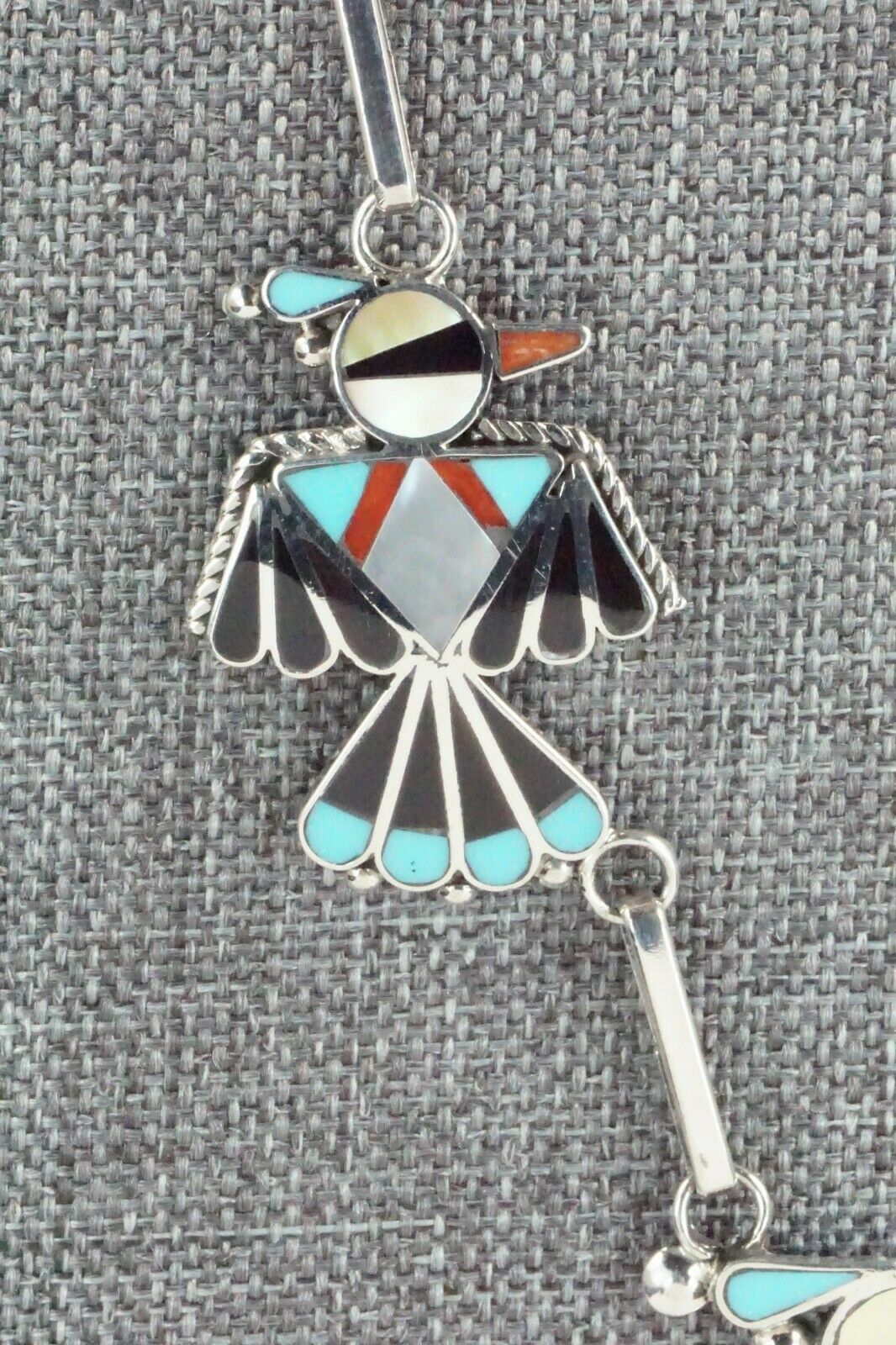 Turquoise, Mother of Pearl & Sterling Silver Inlay Jewelry Set - Adrian Wallace