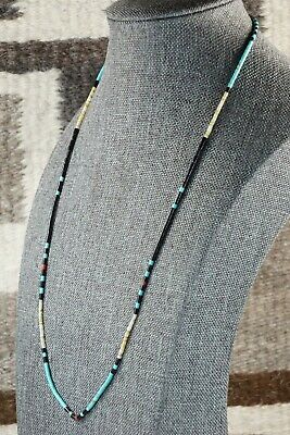 Turquoise, Shell, Coral & Sterling Silver Necklace - Esquipula Tenorio