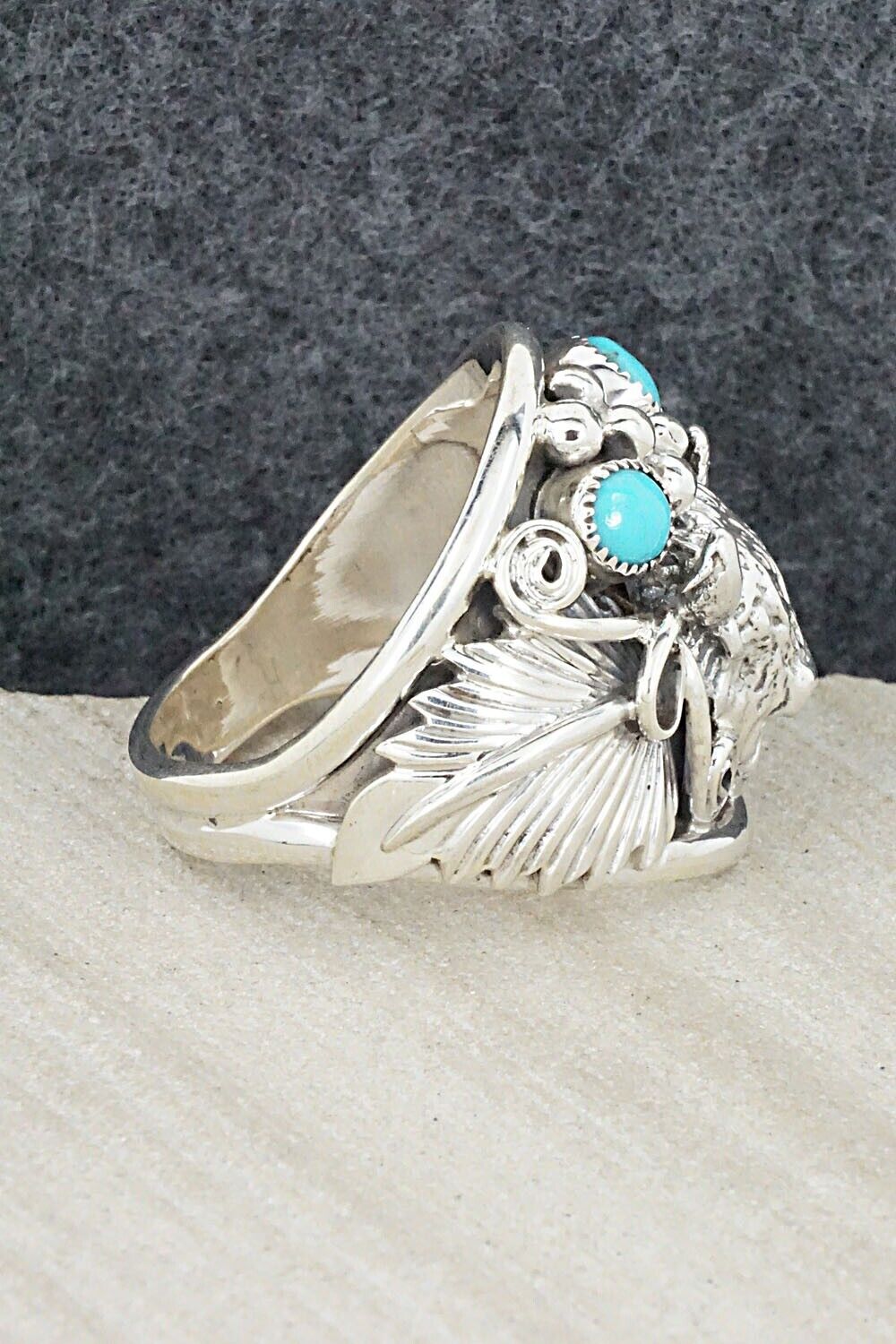 Turquoise & Sterling Silver Ring - Jeannette Saunders - Size 12