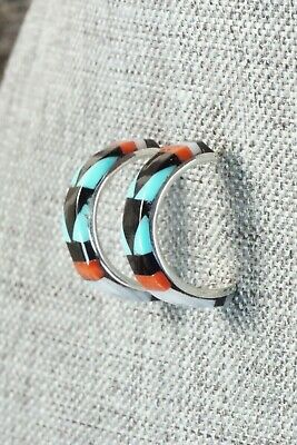 Multi Stone Inlay & Sterling Silver Earrings - Melanie Booqua