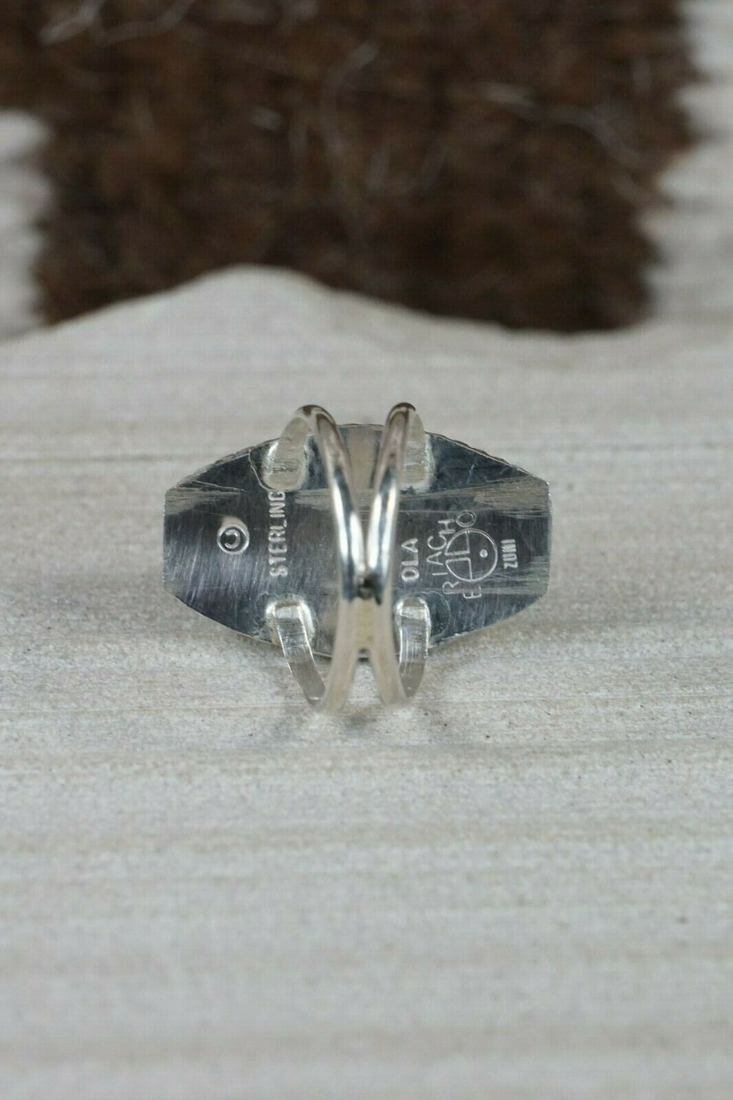 Zuni Inlay Multi- Stone and Sterling Silver Ring - Ola Eriacho - Size 6.75 - High Lonesome Trading