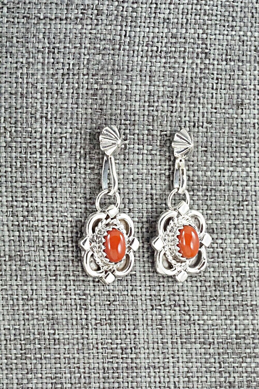 Coral & Sterling Silver Earrings - Sharon McCarthy