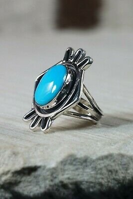 Navajo Turquoise and Sterling Silver Ring - Bobby Platero - Size 9 - High Lonesome Trading