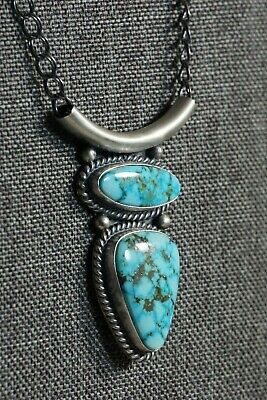 Navajo Turquoise & Sterling Silver Necklace - Raymond Delgarito - High Lonesome Trading