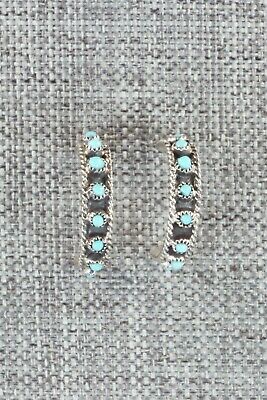 Turquoise & Sterling Silver Hoop Earrings - Georgiann Chavez