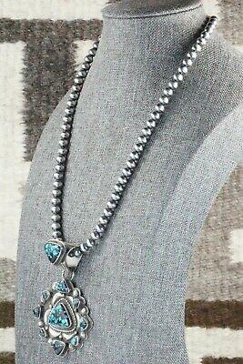 Turquoise and Sterling Silver Pendant & Necklace - Tom Lewis - High Lonesome Trading