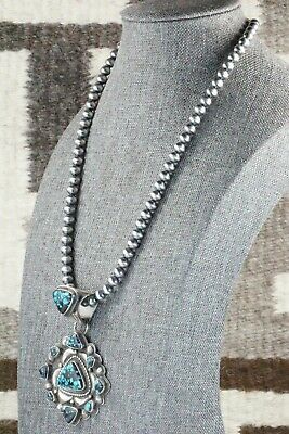 Turquoise and Sterling Silver Pendant & Necklace - Tom Lewis