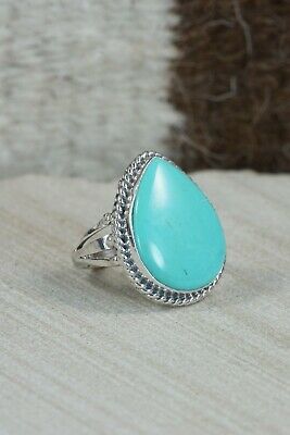 Navajo Turquoise and Sterling Silver Ring - Tom Dinetso - Size 7.25
