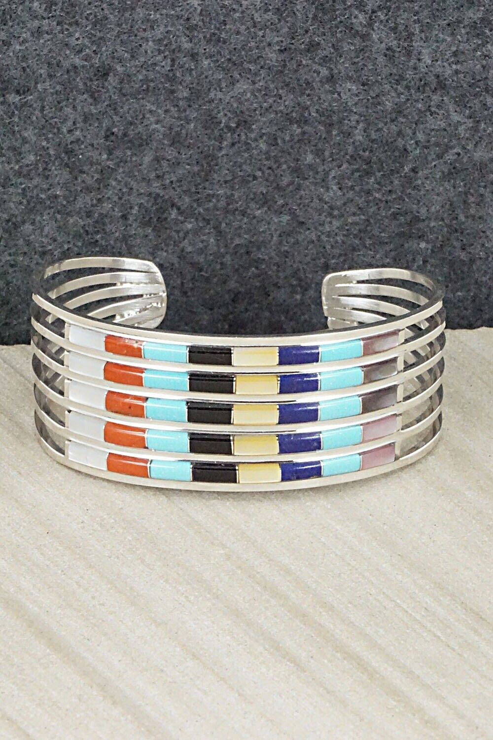 Multi Stone & Sterling Silver Inlay Bracelet - Anson Wallace