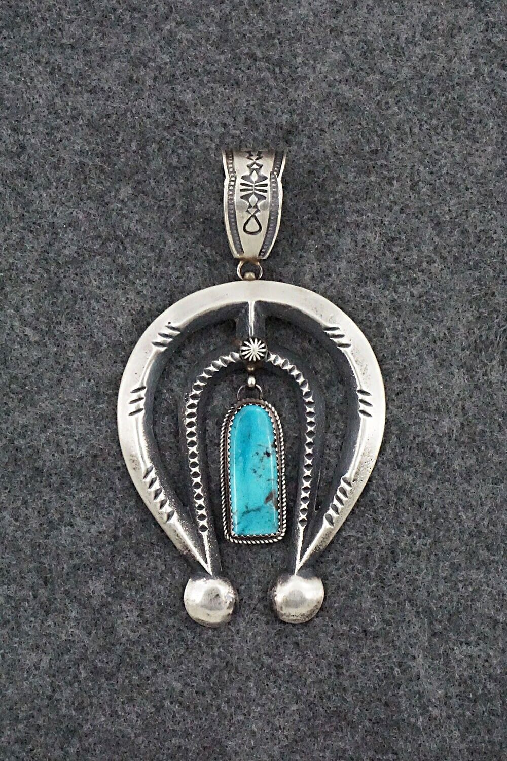 Turquoise and Sterling Silver Pendant - Martha Cayatineto