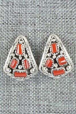 Coral & Sterling Silver Earrings - Melvin Chee