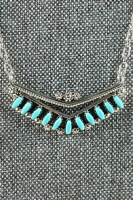 Zuni Turquoise & Sterling Silver Necklace - MaDerral Kallestewa - High Lonesome Trading