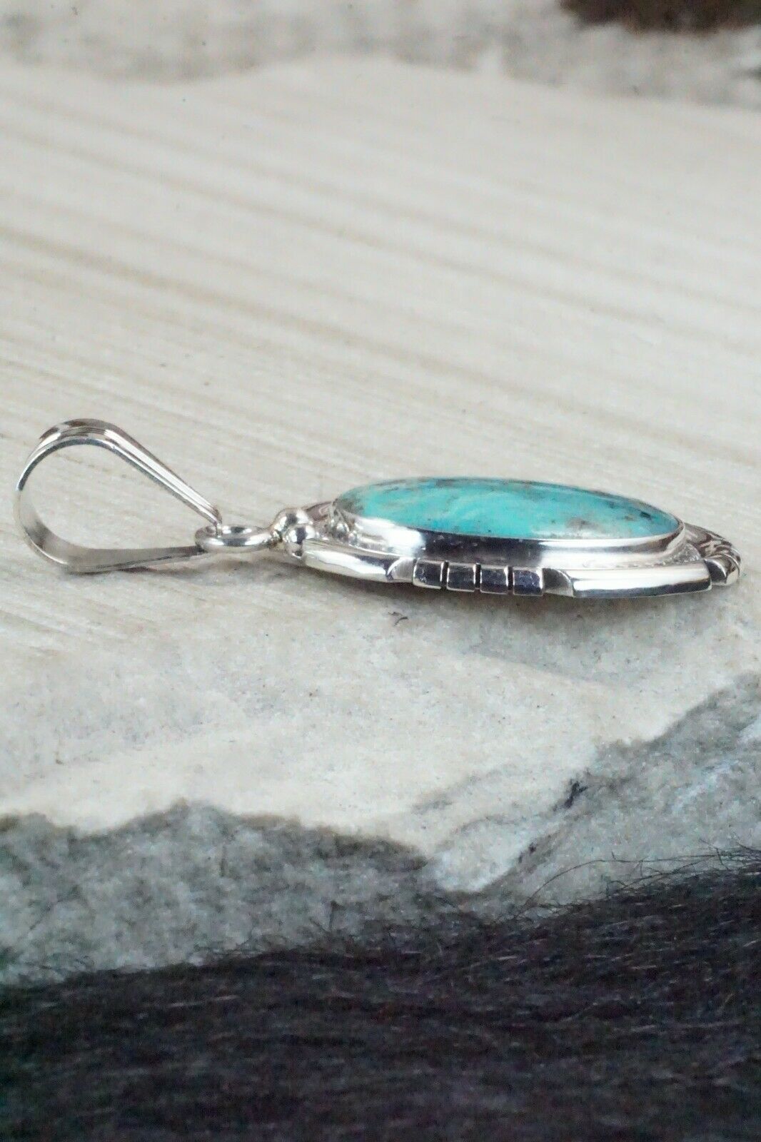 Turquoise & Sterling Silver Pendant - Samuel Yellowhair