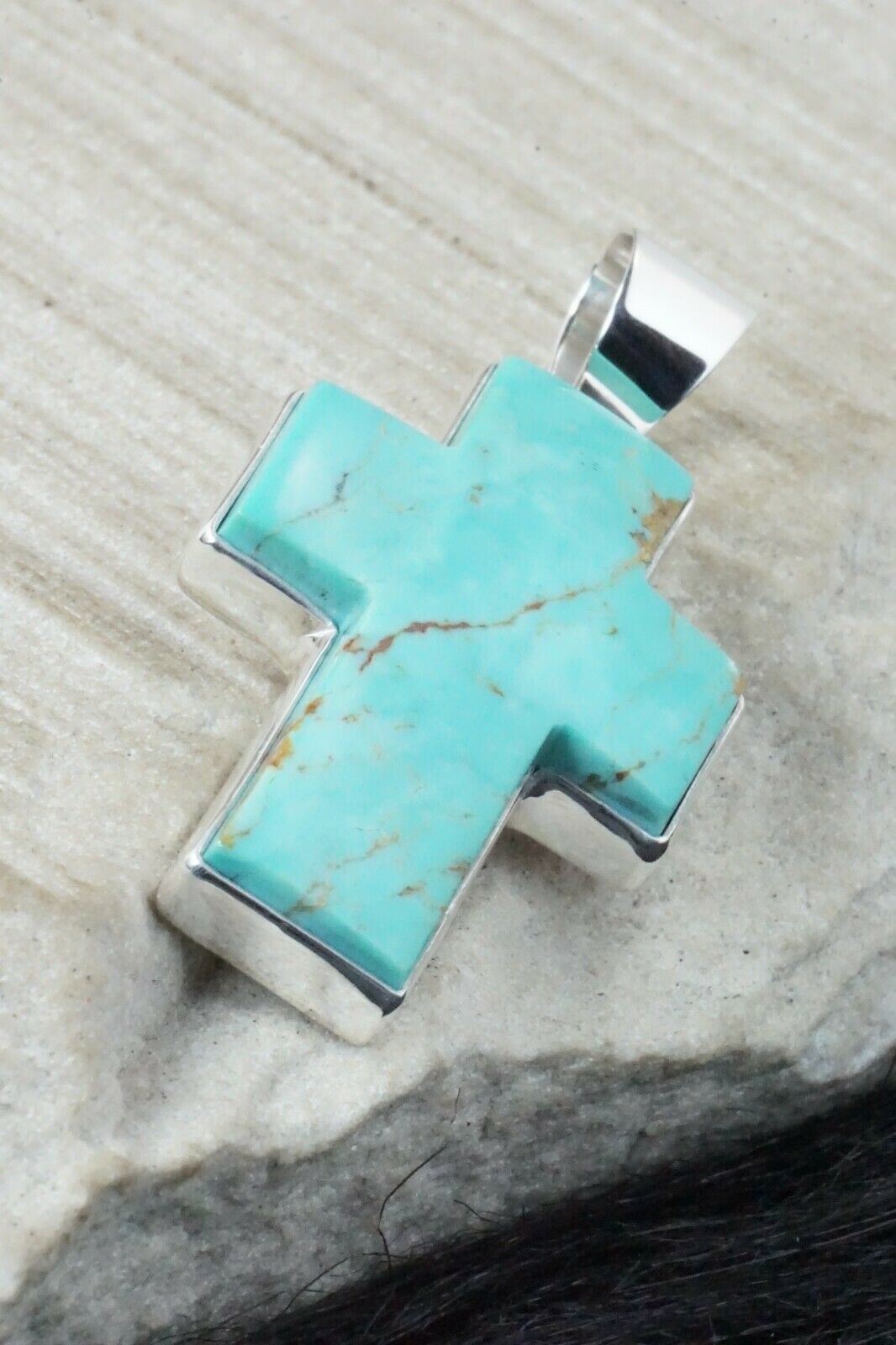Turquoise & Sterling Silver Cross Pendant - Diane Wylie