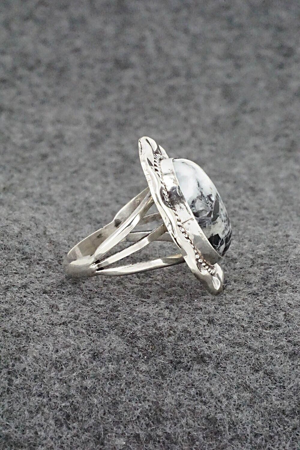 White Buffalo & Sterling Silver Ring - Samuel Yellowhair - Size 6