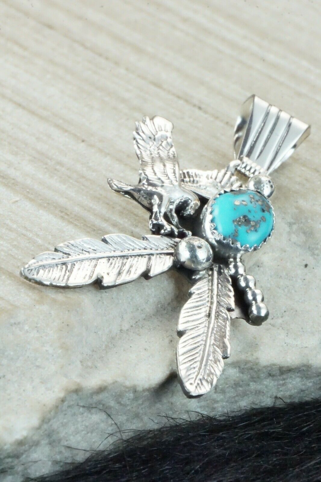 Turquoise and Sterling Silver Pendant - Genevieve Francisco