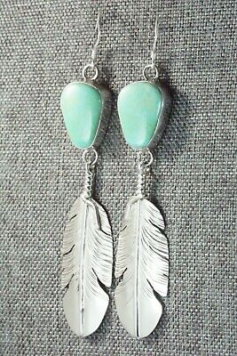 Turquoise & Sterling Silver Feather Earrings - Ben Begay