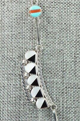 Multi Stone & Sterling Silver Inlay Necklace and Earrings Set - Leavus Ahiyite