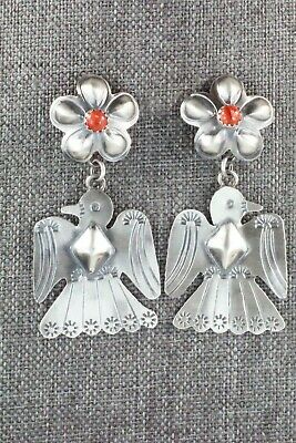 Spiny Oyster & Sterling Silver Earrings - Tim Yazzie